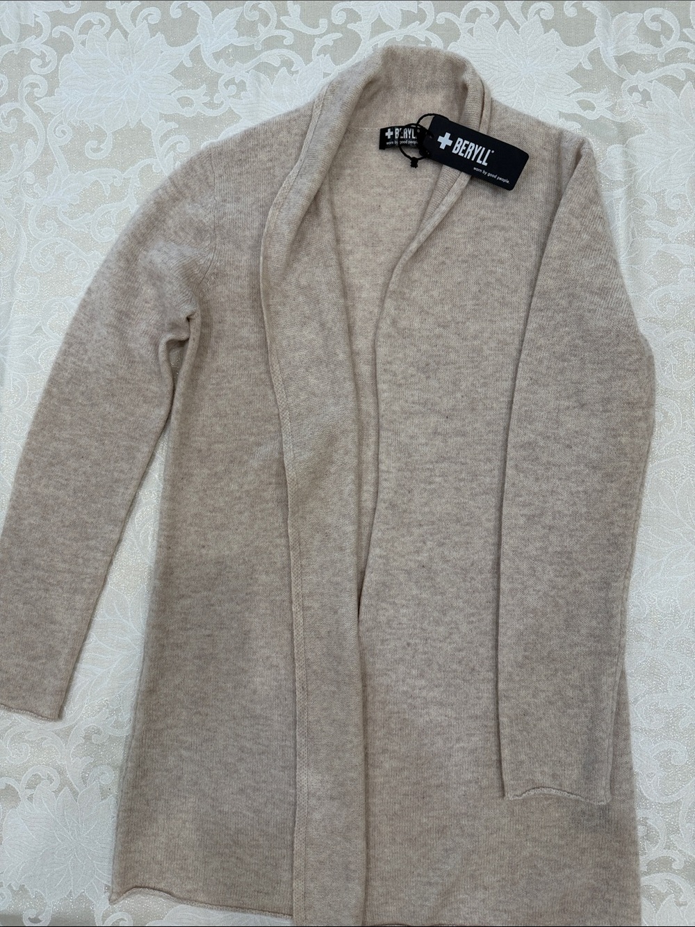 Beryl Open-Front Women's Cardigan in Light Taupe
